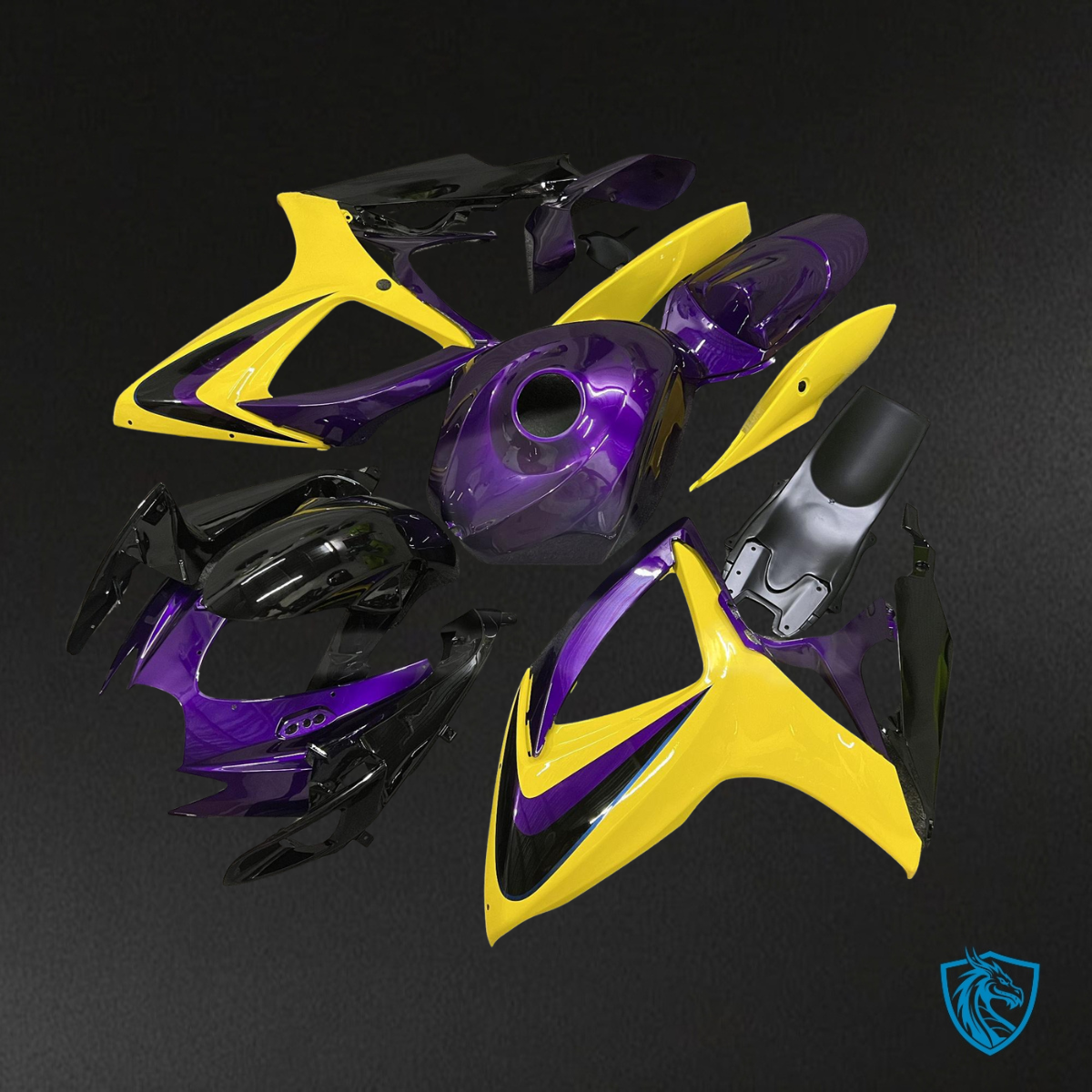 Suzuki GSXR 600-750 (2006-2007) Gloss Purple & Yellow - MERGEment Motorcycle Fairings Kit