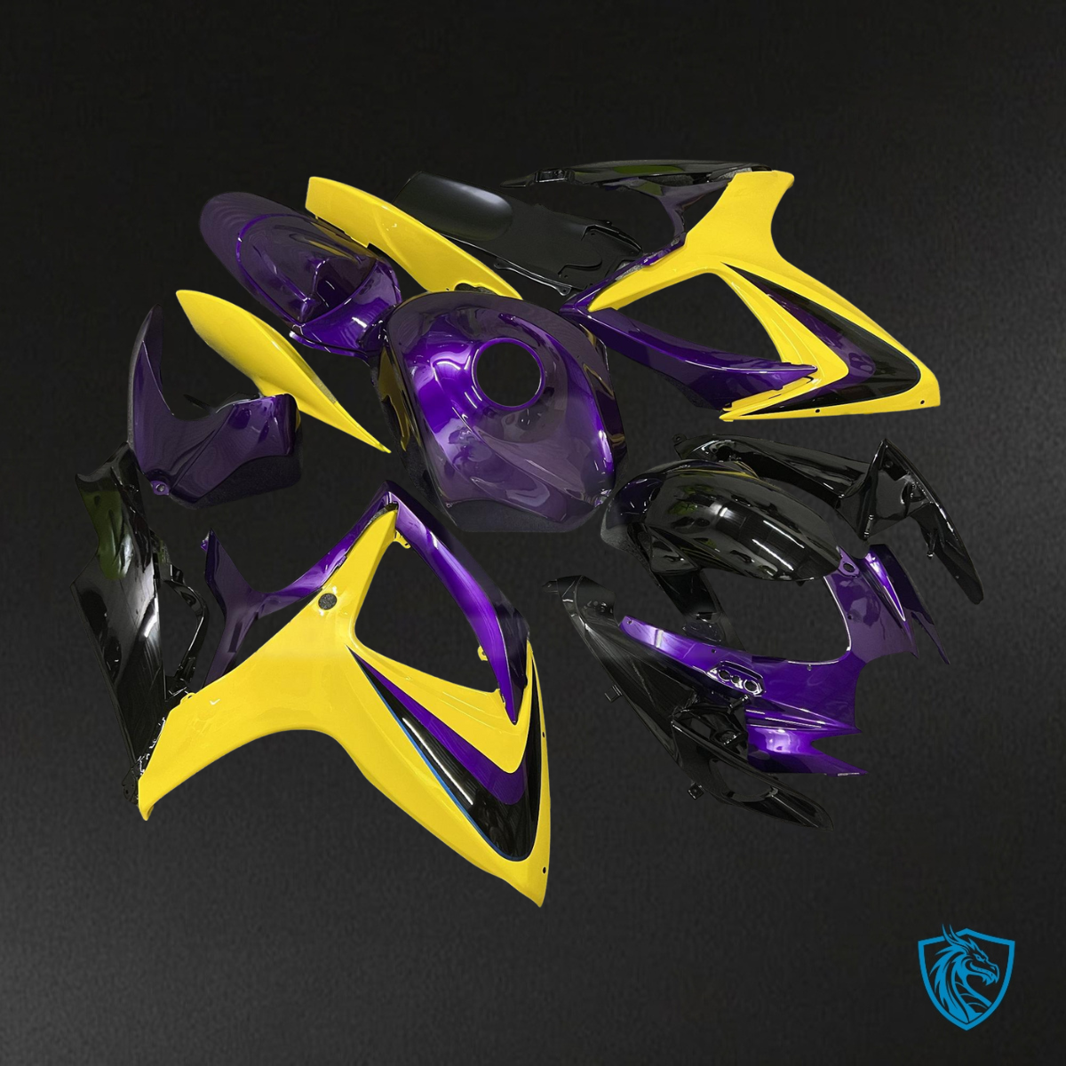 Suzuki GSXR 600-750 (2006-2007) Gloss Purple & Yellow - MERGEment Motorcycle Fairings Kit
