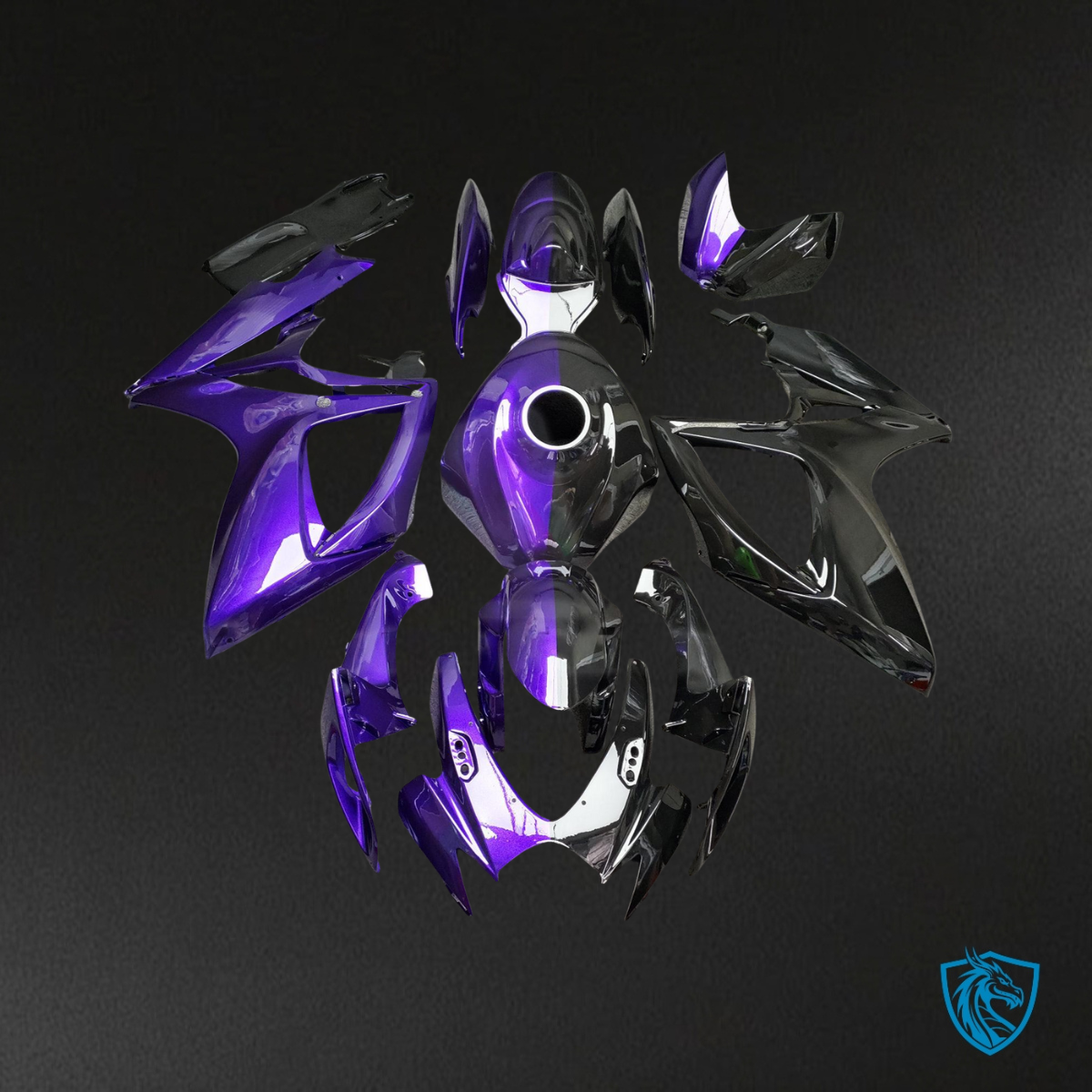 Suzuki GSXR 600-750 (2006-2007) Gloss Purple & Black Split Fairing Kit | ABS Bodywork