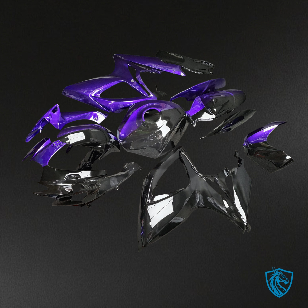 Suzuki GSXR 600-750 (2006-2007) Gloss Purple & Black Split Fairing Kit | ABS Bodywork