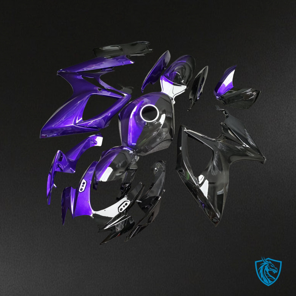 Suzuki GSXR 600-750 (2006-2007) Gloss Purple & Black Split Fairing Kit | ABS Bodywork