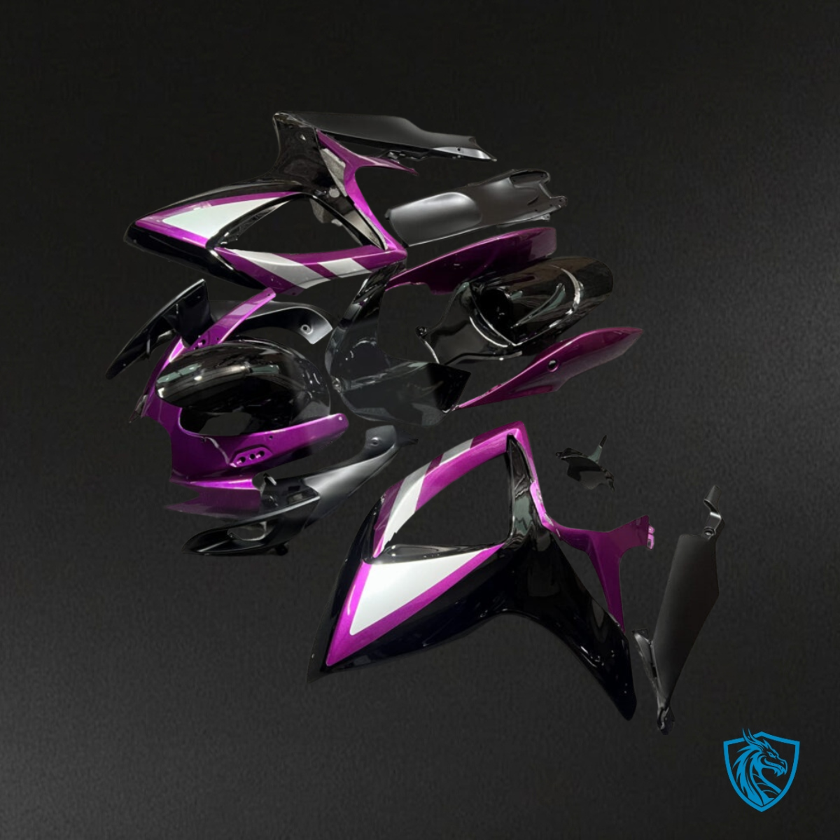 Suzuki GSXR 600-750 (2006-2007) Gloss Purple & Black - Custom ABS Fairing Kit