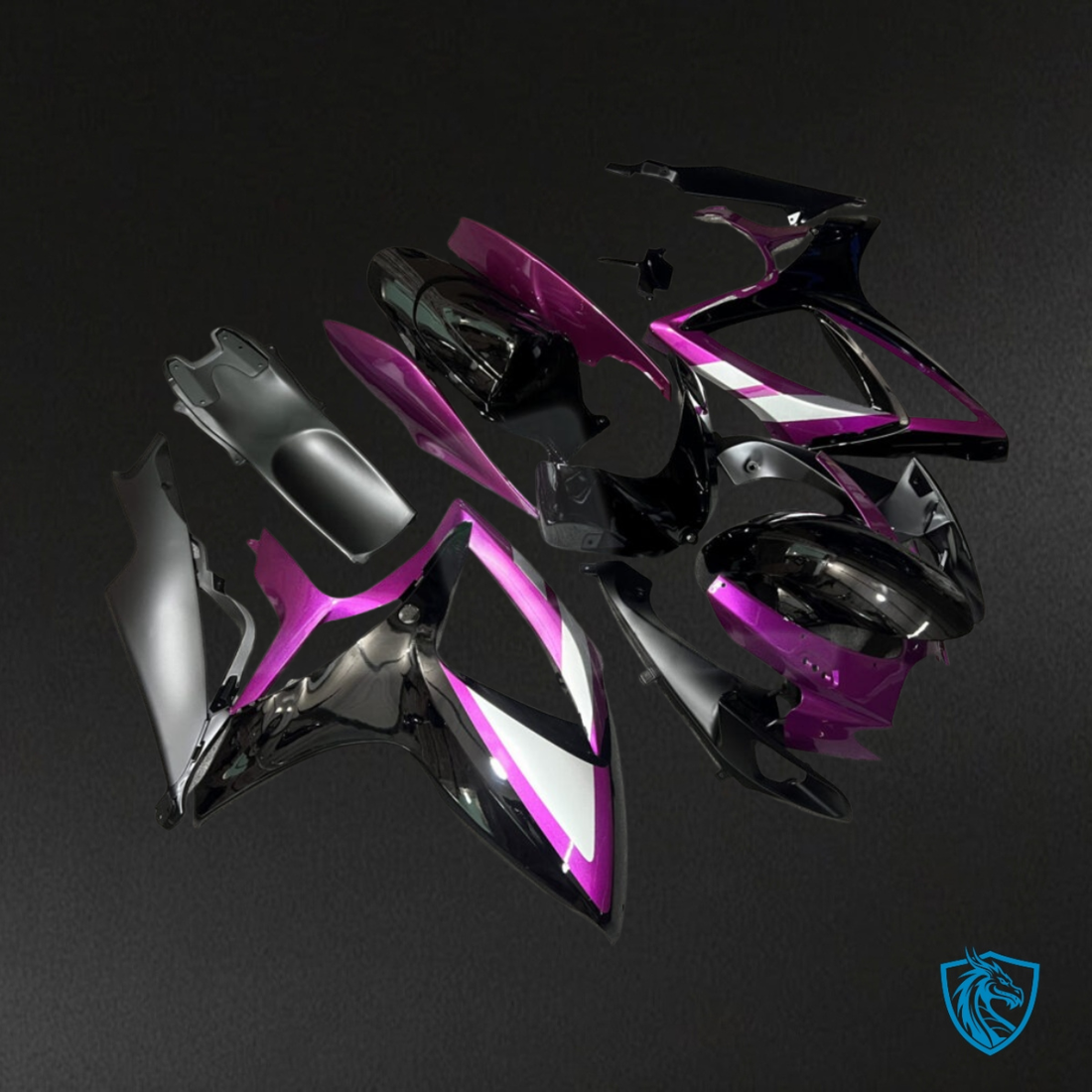 Suzuki GSXR 600-750 (2006-2007) Gloss Purple & Black - Custom ABS Fairing Kit