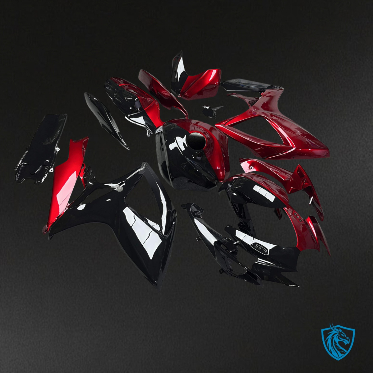 Suzuki GSXR 600-750 (2006-2007) Gloss Red & Black Split Fairing Kit | ABS Bodywork