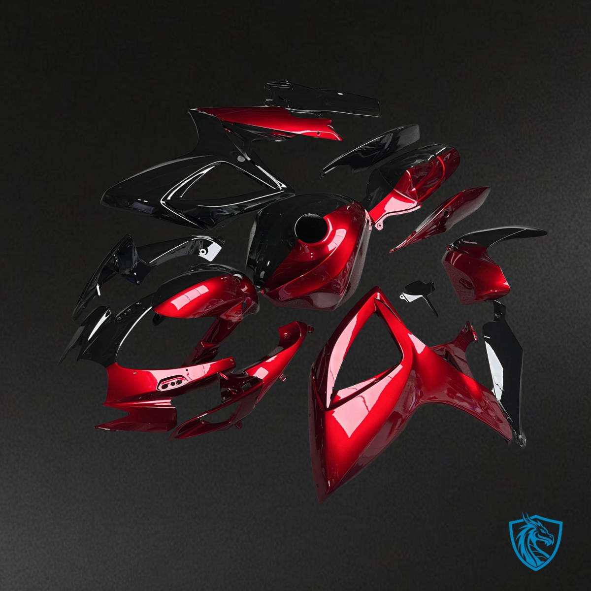 Suzuki GSXR 600-750 (2006-2007) Gloss Red & Black Split Fairing Kit | ABS Bodywork