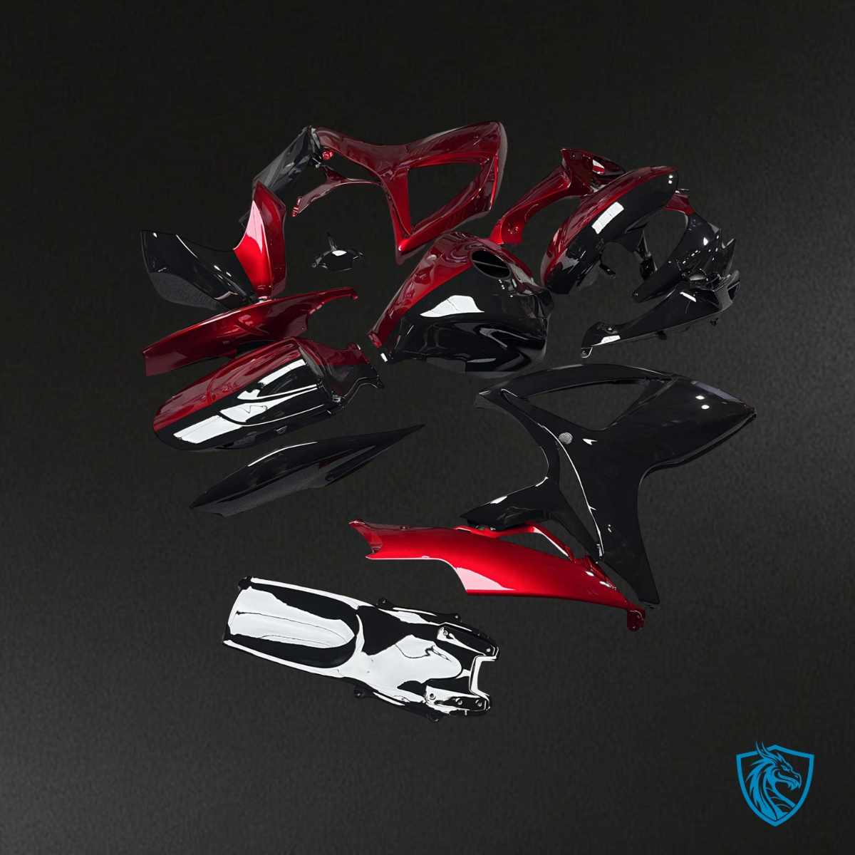 Suzuki GSXR 600-750 (2006-2007) Gloss Red & Black Split Fairing Kit | ABS Bodywork