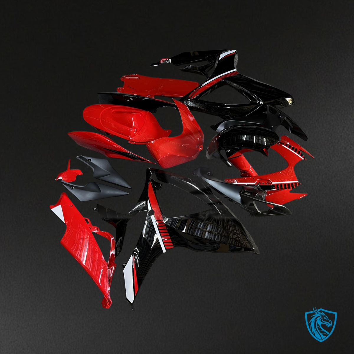 Suzuki GSXR 600-750 (2006-2007) Gloss Red & Black - Custom ABS Fairing Kit