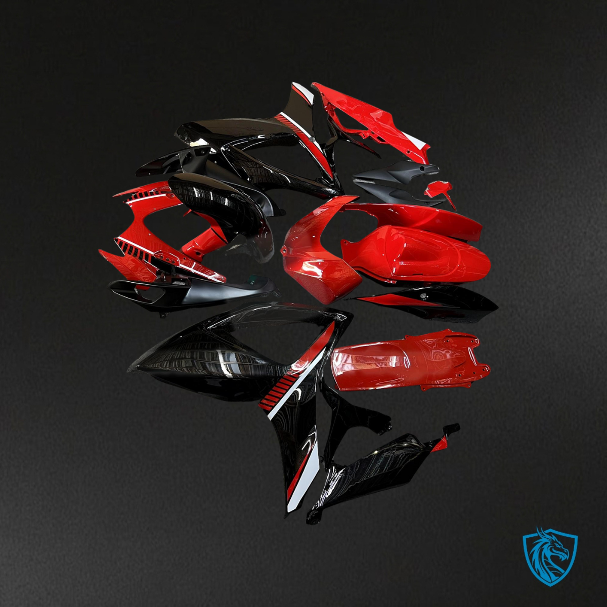 Suzuki GSXR 600-750 (2006-2007) Gloss Red & Black - Custom ABS Fairing Kit