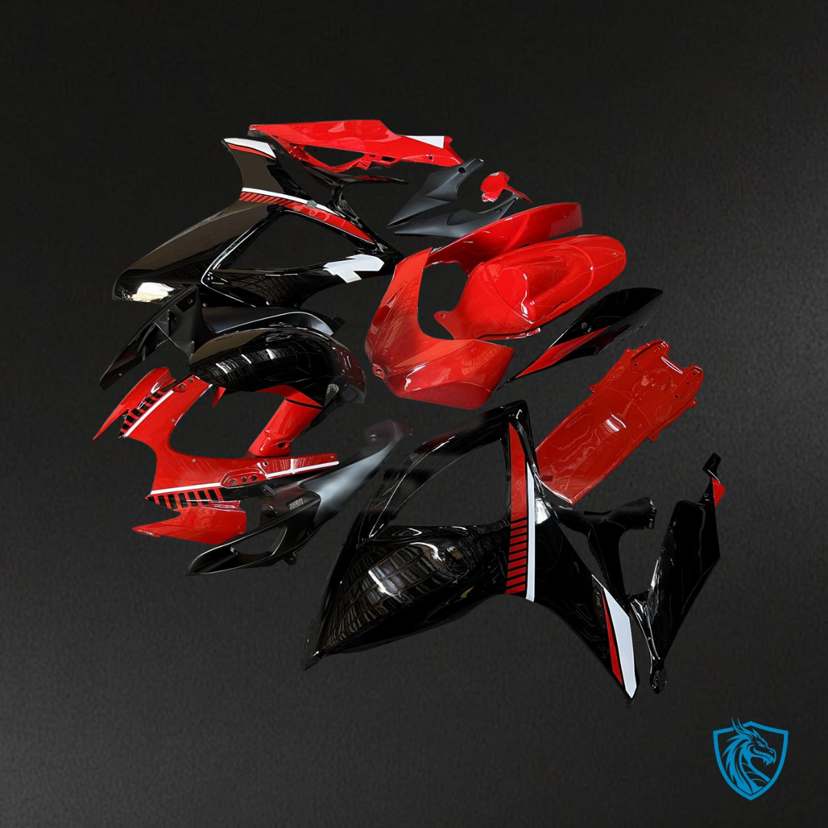 Suzuki GSXR 600-750 (2006-2007) Gloss Red & Black - Custom ABS Fairing Kit