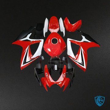 Suzuki GSXR 600-750 (2006-2007) Gloss Red, White & Black - MERGEment Motorcycle Fairings Kit