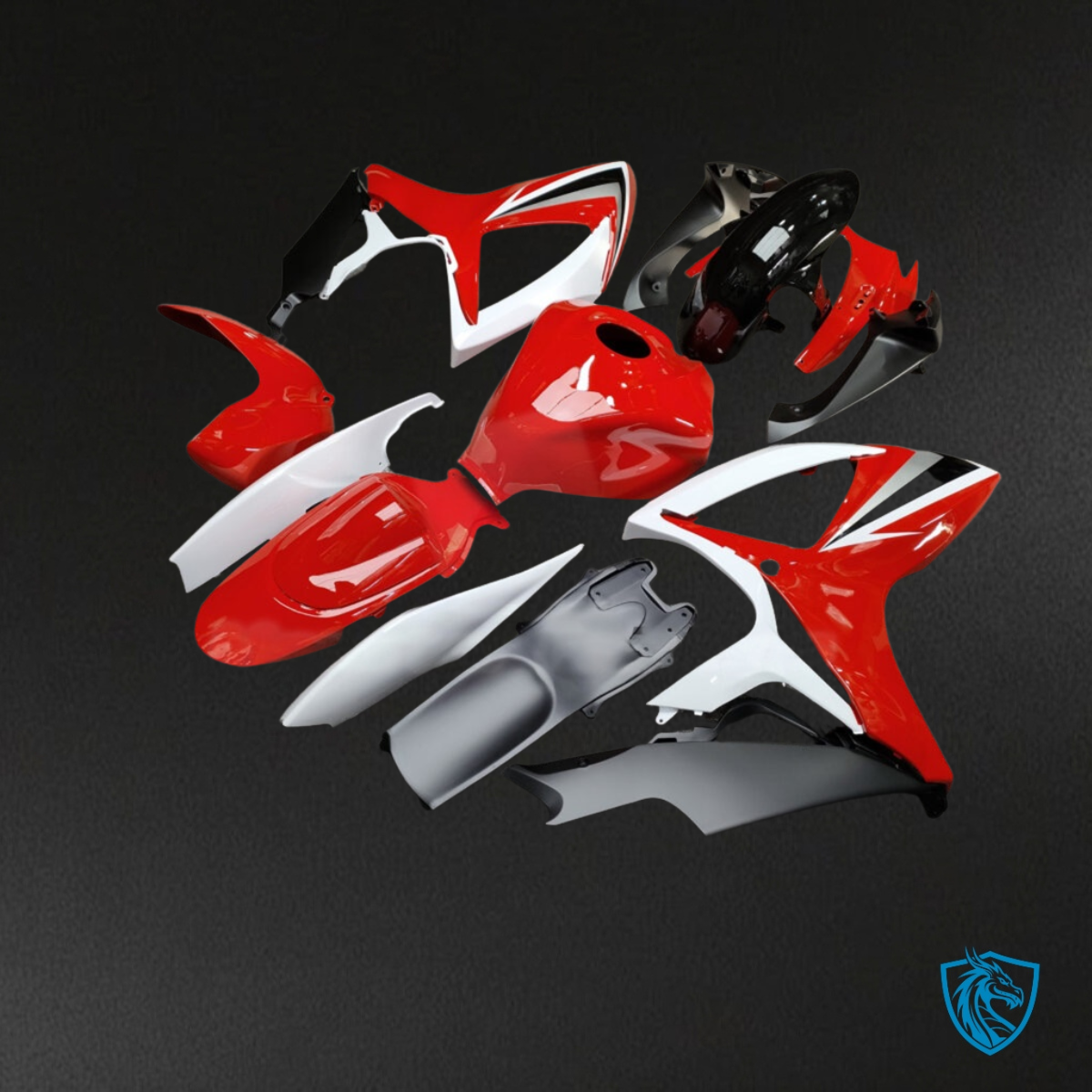 Suzuki GSXR 600-750 (2006-2007) Gloss Red, White & Black - MERGEment Motorcycle Fairings Kit