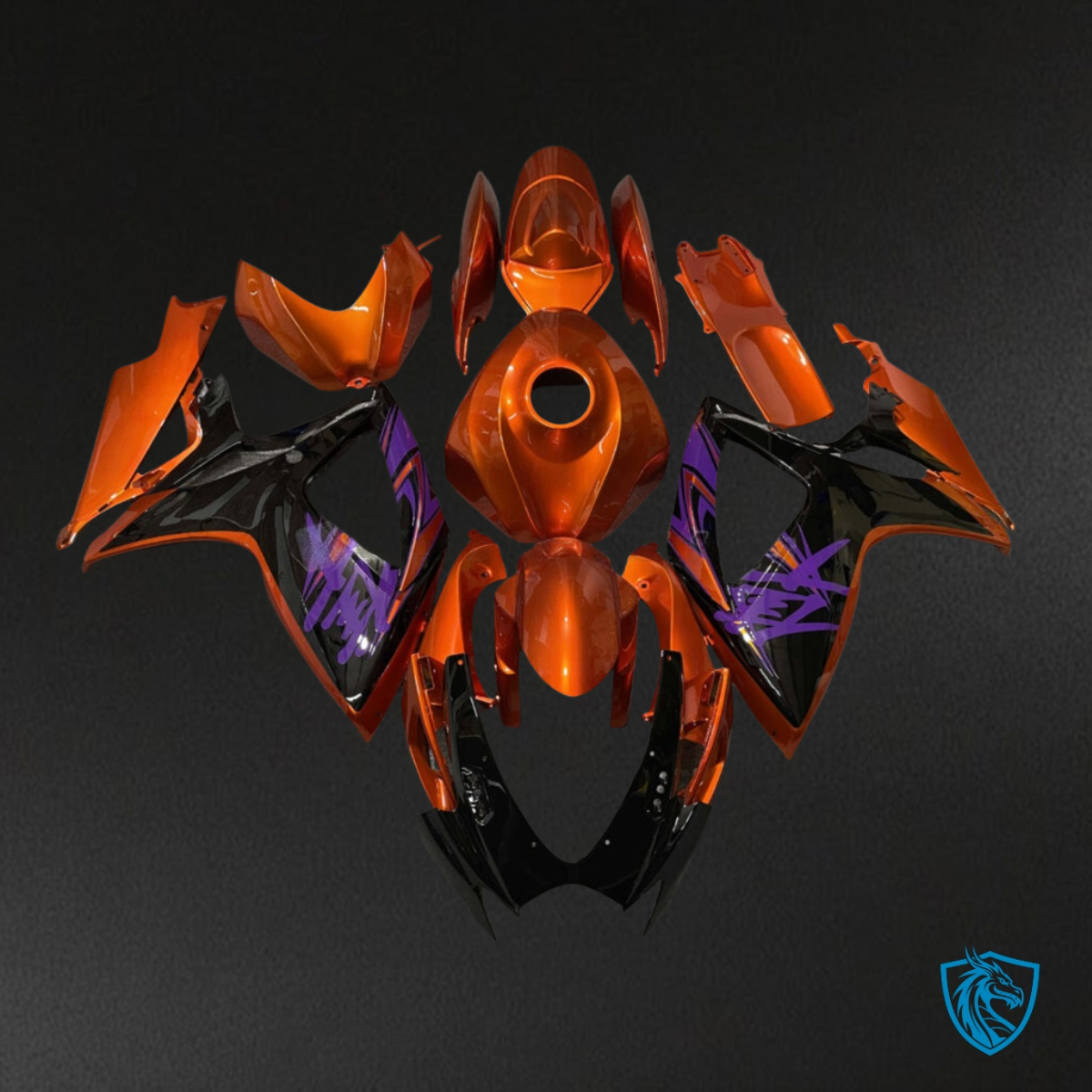 Suzuki GSXR 600-750 (2006-2007) Gloss Purple, Orange & Black - Custom ABS Fairing Kit