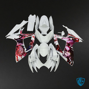 Suzuki GSXR 600-750 (2006-2007) Gloss White Anime Design - MERGEment Motorcycle Fairings Kit
