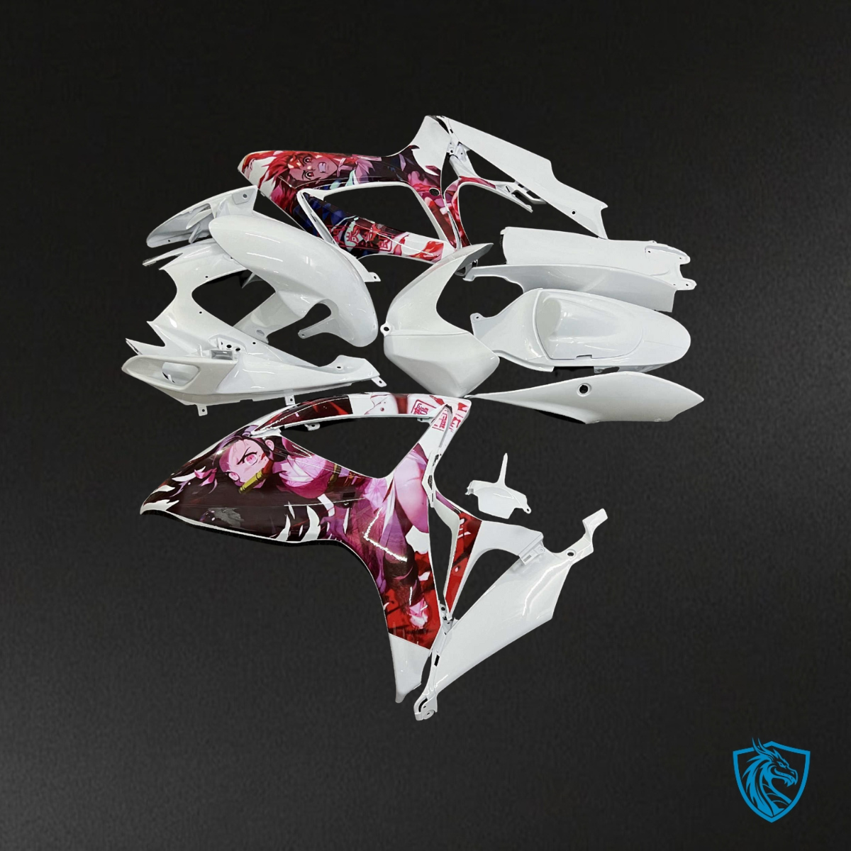 Suzuki GSXR 600-750 (2006-2007) Gloss White Anime Design - MERGEment Motorcycle Fairings Kit