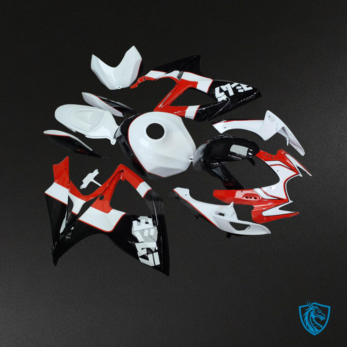 Suzuki GSXR 600-750 (2006-2007) Gloss White, Red & Black Fairing Kit | ABS Bodywork