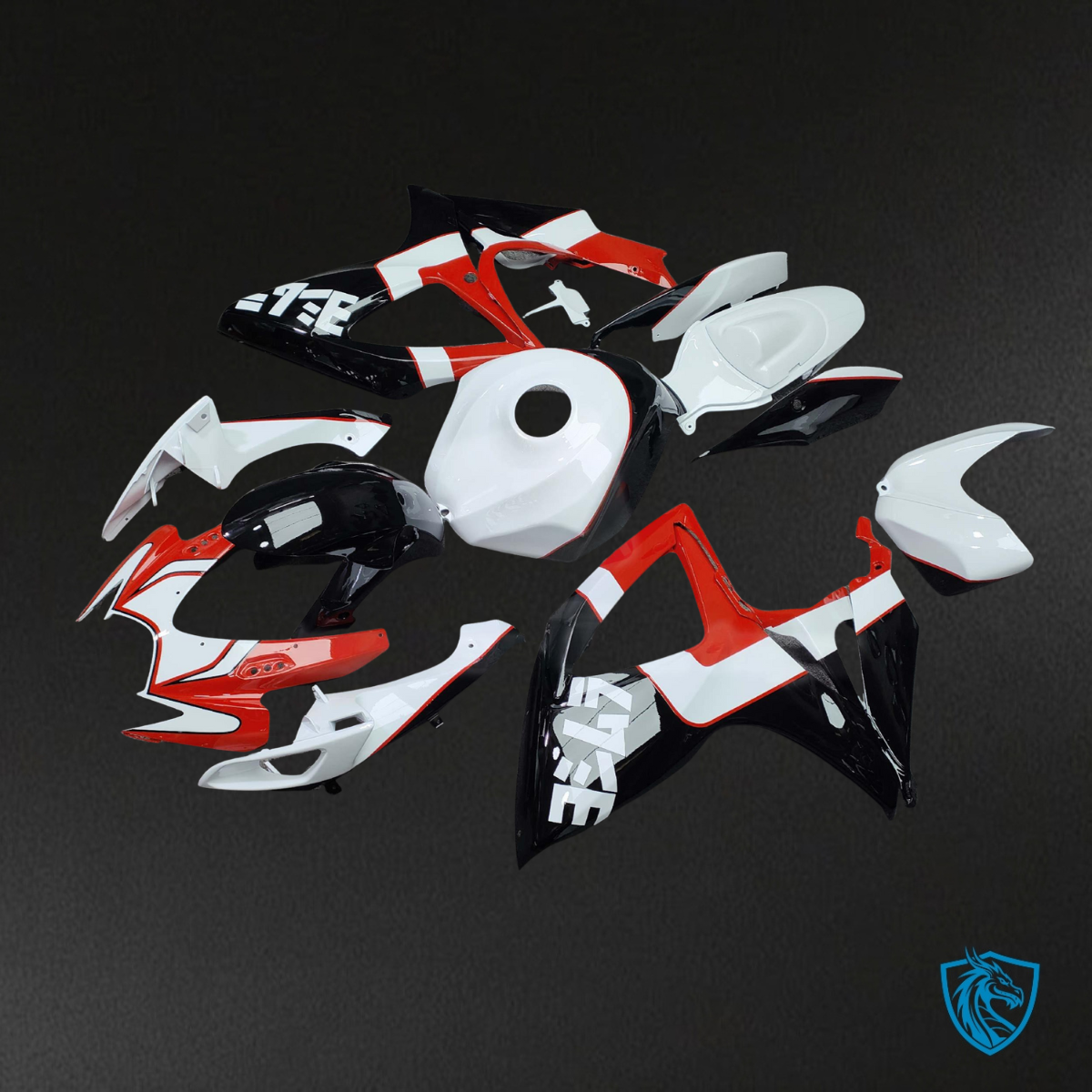 Suzuki GSXR 600-750 (2006-2007) Gloss White, Red & Black Fairing Kit | ABS Bodywork