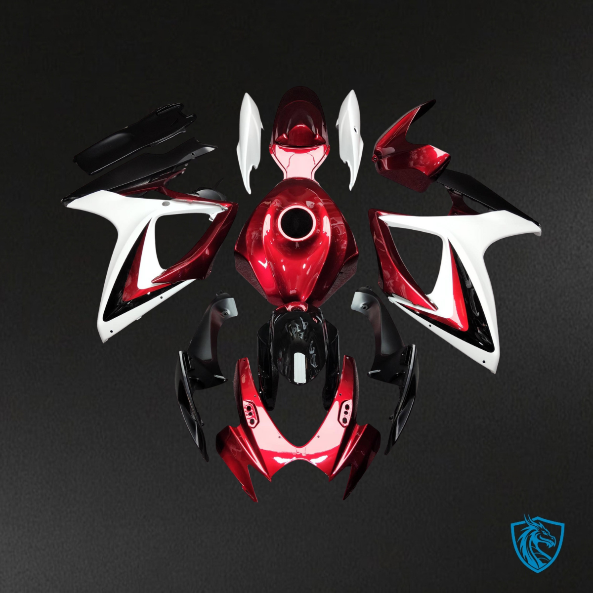 Suzuki GSXR 600-750 (2006-2007) Gloss White & Candy Red Fairing Kit | ABS Bodywork