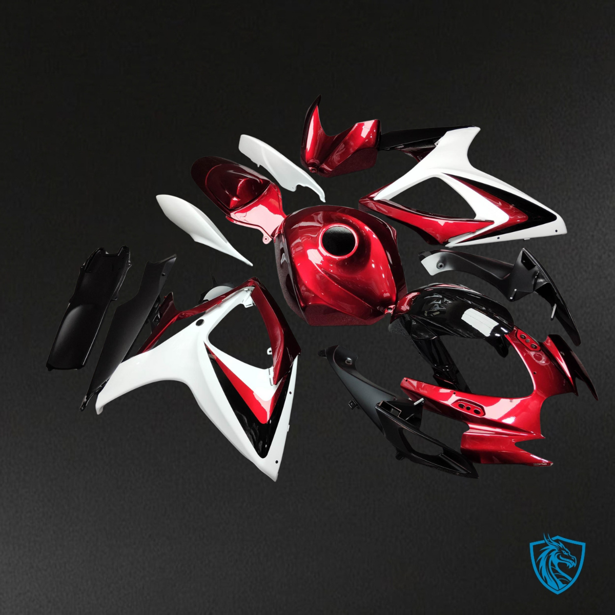 Suzuki GSXR 600-750 (2006-2007) Gloss White & Candy Red Fairing Kit | ABS Bodywork