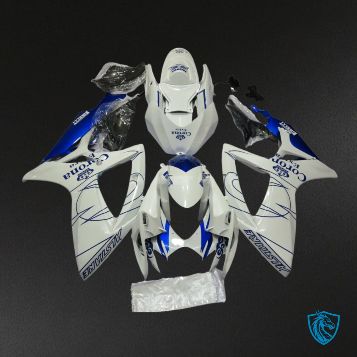 Suzuki GSXR 600-750 (2006-2007) Gloss White & Blue Corona - Custom ABS Fairing Kit