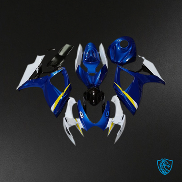 Suzuki GSXR 600-750 (2006-2007) Glossy Blue, White & Yellow Fairings Kit - Aftermarket ABS Bodywork