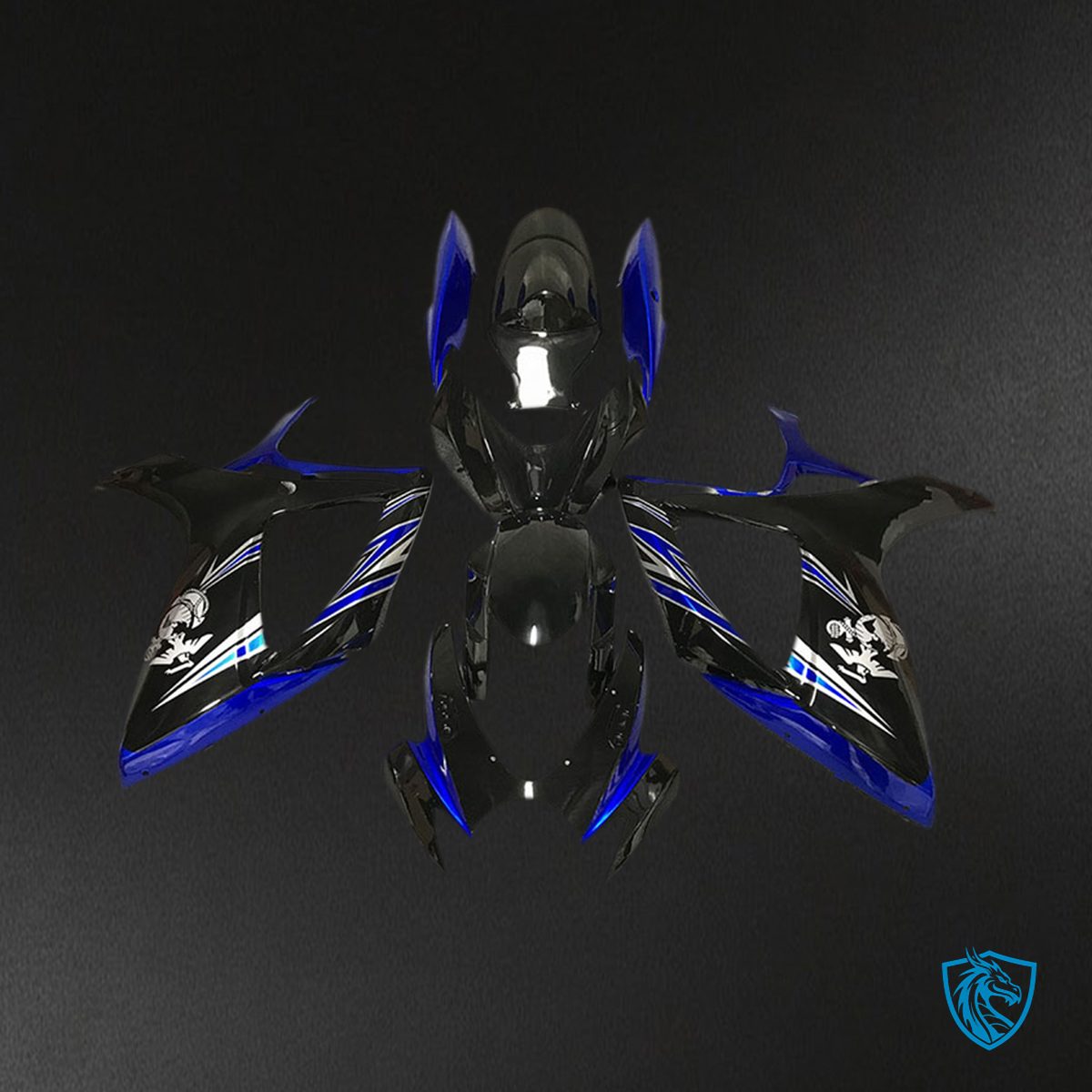 Suzuki GSXR 600-750 (2006-2007) Glossy Blue & Black Motorcycle Fairings Kit - Aftermarket ABS Bodywork