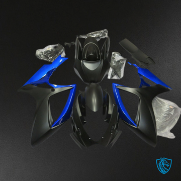 Suzuki GSXR 600-750 (2006-2007) Glossy Blue & Matte Black Motorcycle Fairings Kit | ABS Bodywork