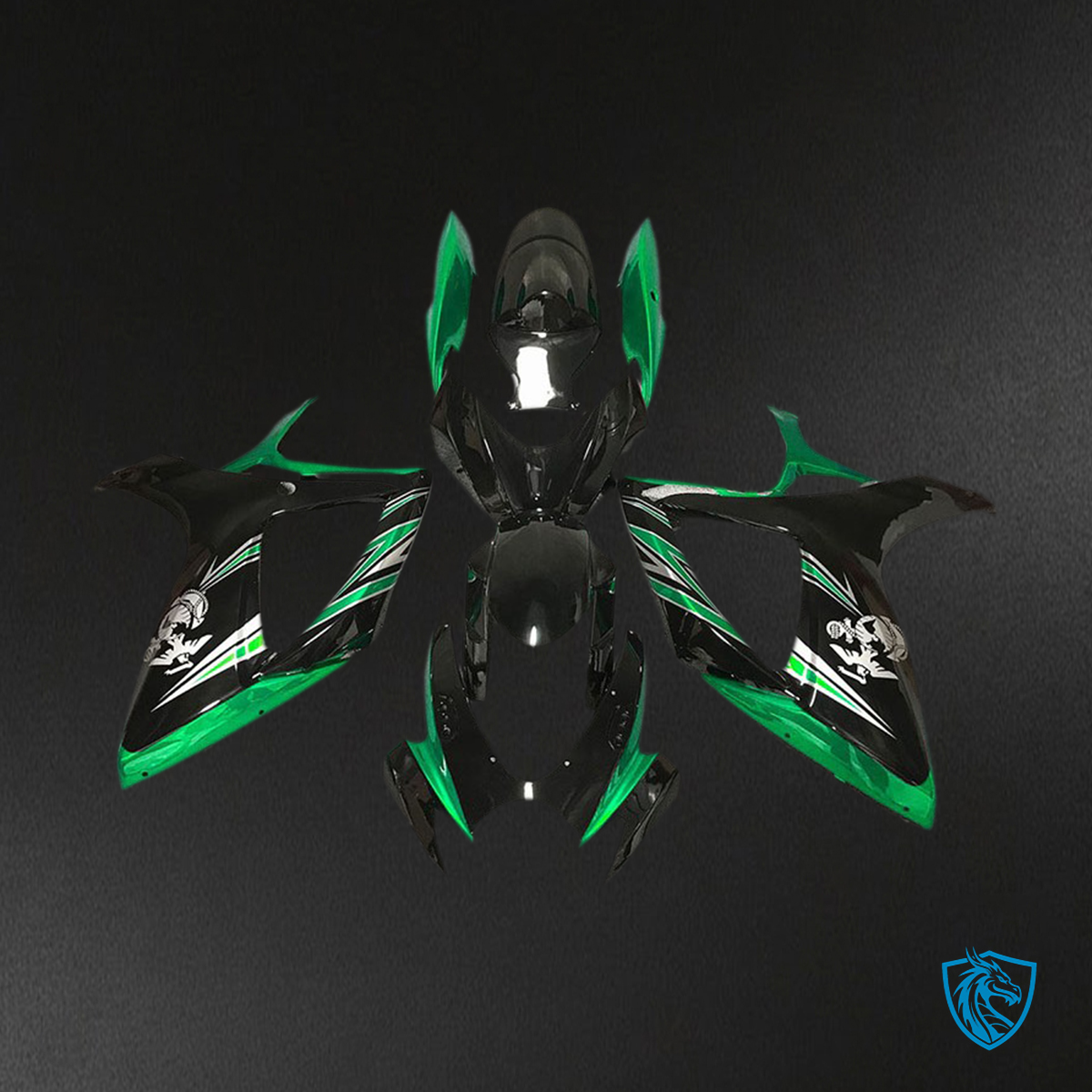 Suzuki GSXR 600-750 (2006-2007) Glossy Green & Black Design - MERGEment Motorcycle Fairings Kit