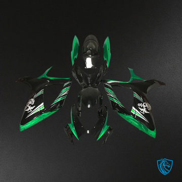 Suzuki GSXR 600-750 (2006-2007) Glossy Green & Black Design - MERGEment Motorcycle Fairings Kit