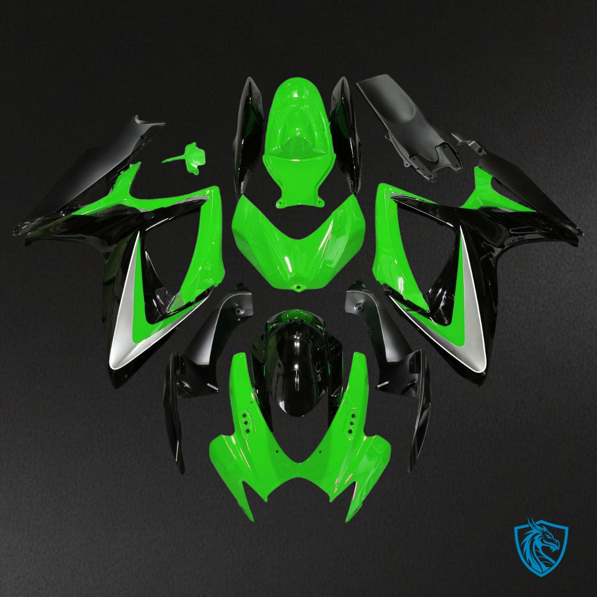 Suzuki GSXR 600-750 (2006-2007) Green & Black OEM Style Fairing Kit | ABS Bodywork