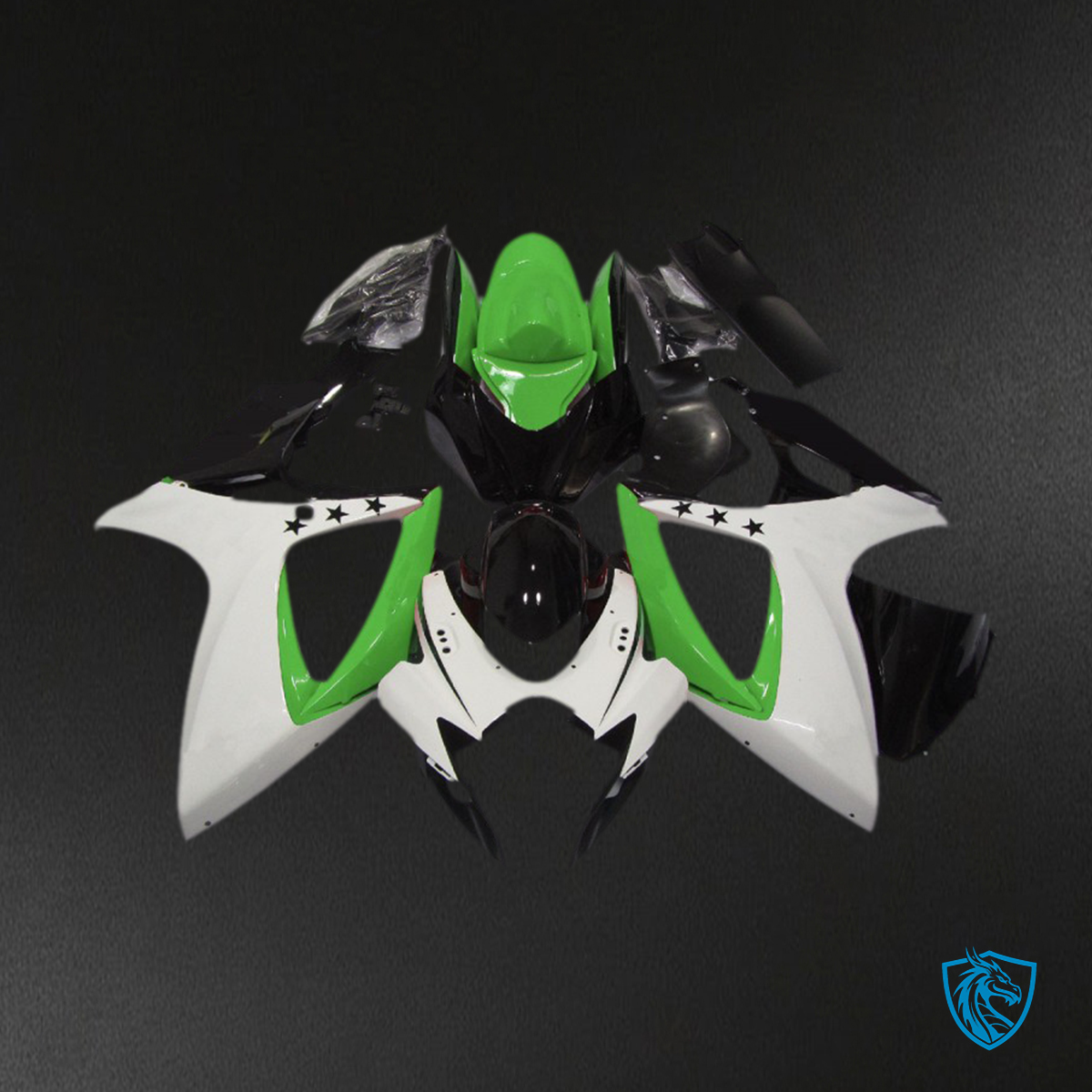 Suzuki GSXR 600-750 (2006-2007) Green Star Motorcycle Fairings Kit - Aftermarket ABS Bodywork