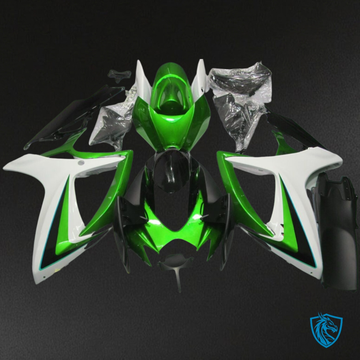 Suzuki GSXR 600-750 (2006-2007) Green, Black & White - MERGEment Motorcycle Fairings Kit