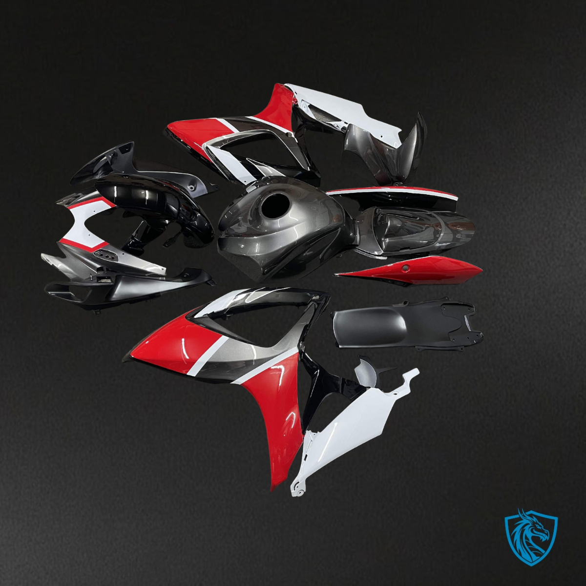 Suzuki GSXR 600-750 (2006-2007) Black, White & Red Fairing Kit | ABS Bodywork