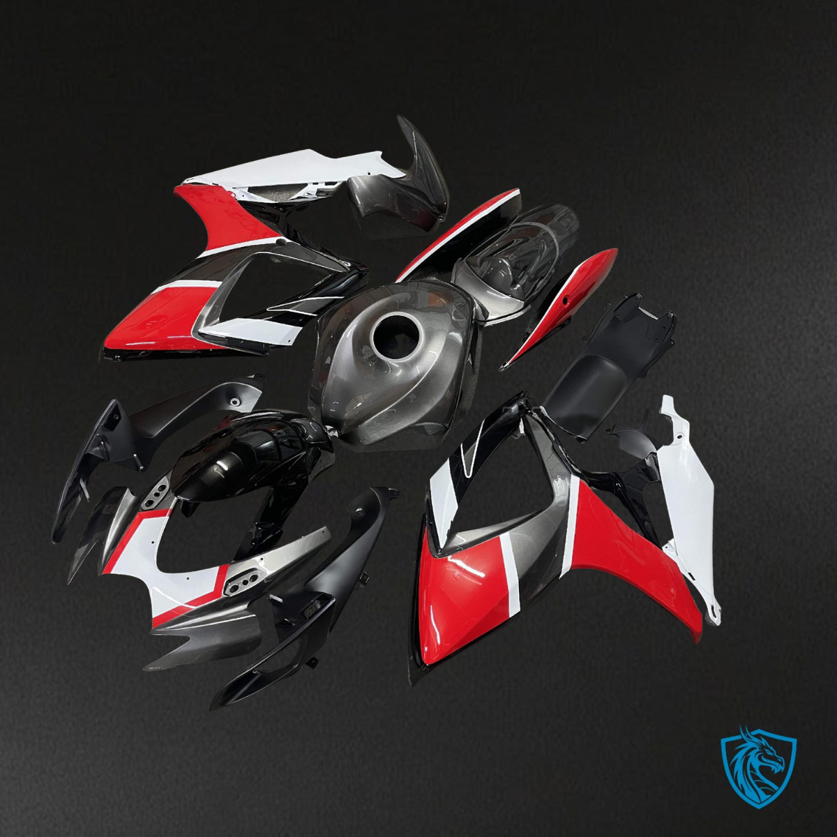 Suzuki GSXR 600-750 (2006-2007) Black, White & Red Fairing Kit | ABS Bodywork