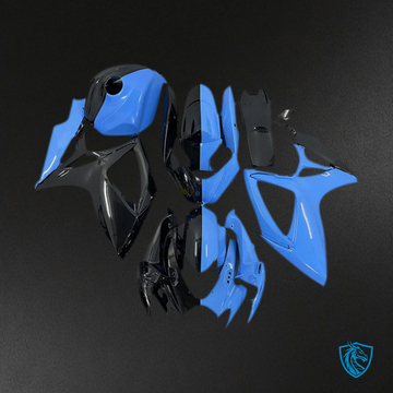 Suzuki GSXR 600-750 (2006-2007) Half Blue & Black Motorcycle - Custom ABS Fairing Kit