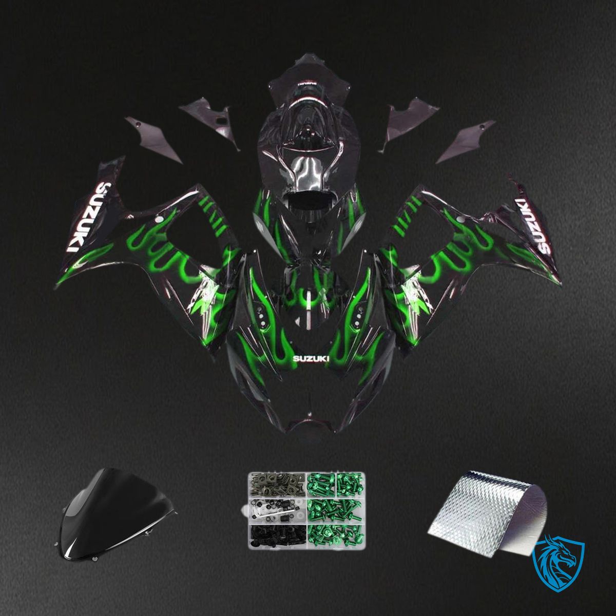 Suzuki GSXR 600-750 (2006-2007) Green & Black K6 Fairing Kit - Aftermarket ABS Bodywork