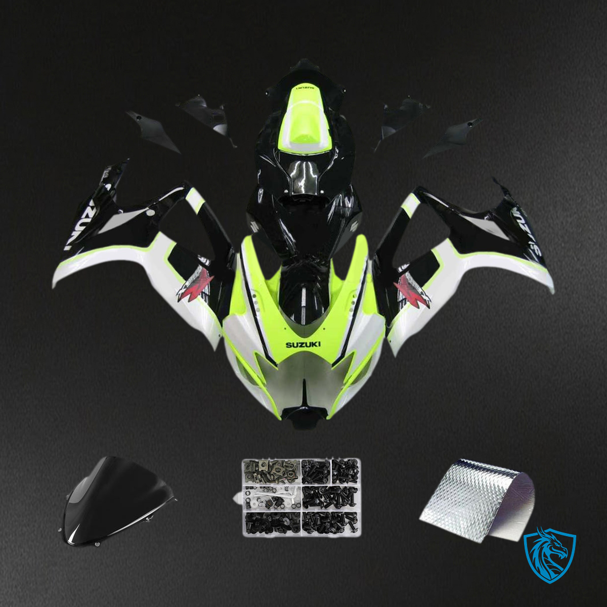 Suzuki GSXR 600-750 (2006-2007) Green & White K6 - MERGEment Motorcycle Fairing Kit