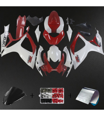 Suzuki GSXR 600-750 (2006-2007) Red, White & Black K6 Fairing Kit - Aftermarket ABS Bodywork