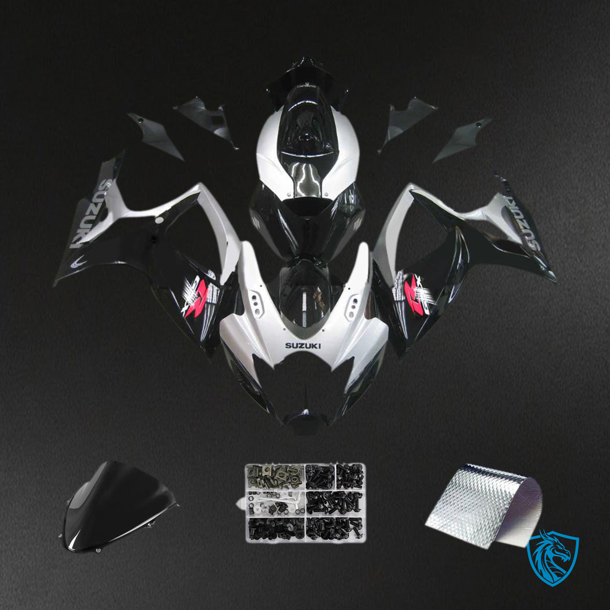 Suzuki GSXR 600-750 (2006-2007) White & Black K6 - Custom ABS Fairing Kit