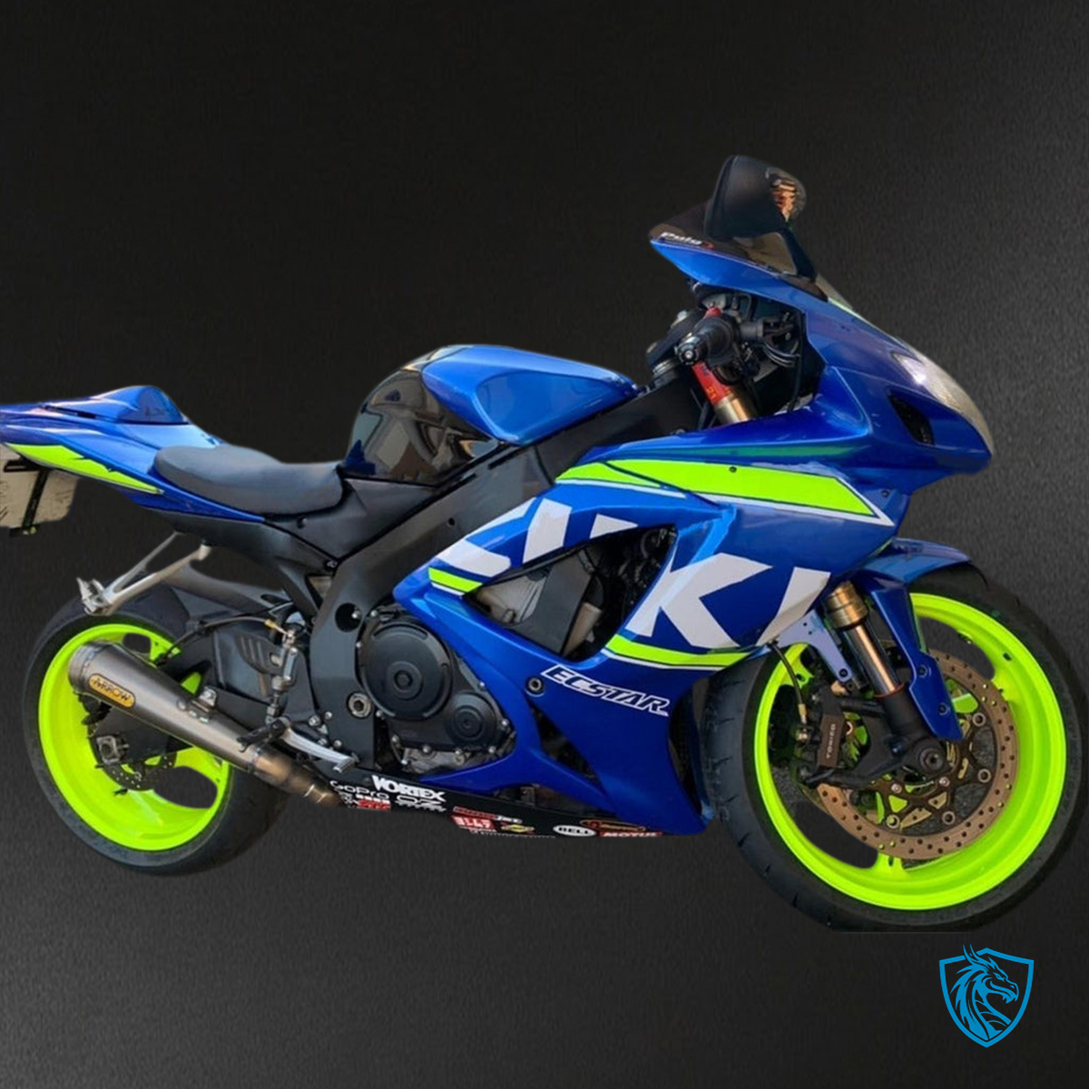 Suzuki GSXR 600-750 (2006-2007) Blue, White & Green K6 - Custom ABS Fairing Kit