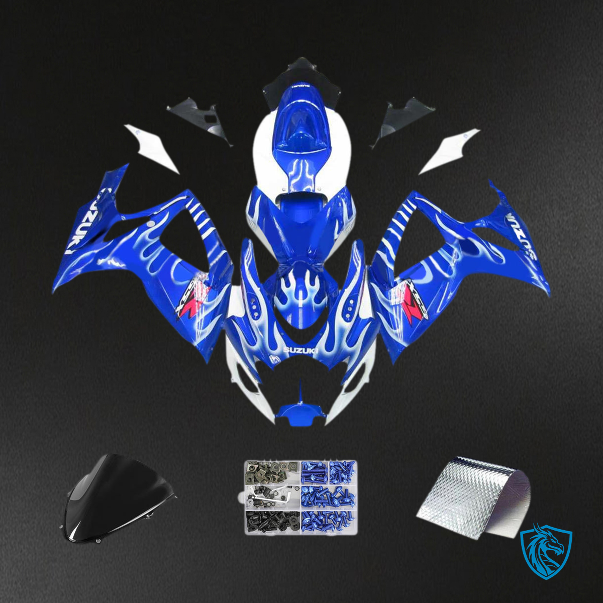 Suzuki GSXR 600-750 (2006-2007) Blue & White K6 - MERGEment Motorcycle Fairings Kit