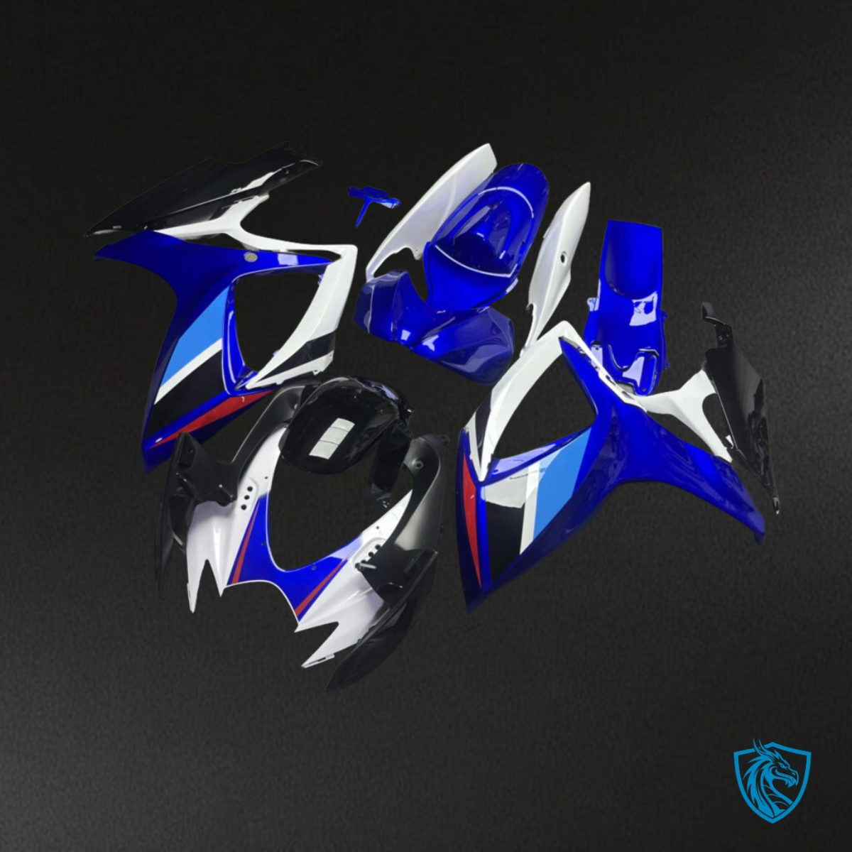 Suzuki GSXR 600-750 (2006-2007) Blue, White & Black Fairing Kit - Aftermarket ABS Bodywork