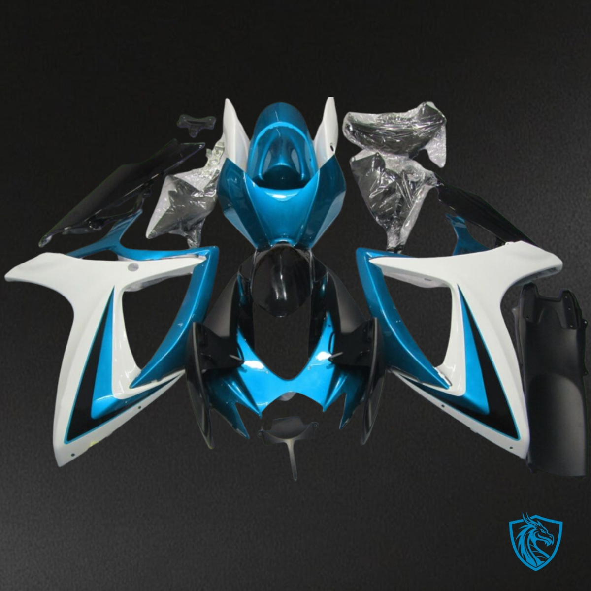 Suzuki GSXR 600-750 (2006-2007) Light Blue & White Fairing Kit - Aftermarket ABS Bodywork