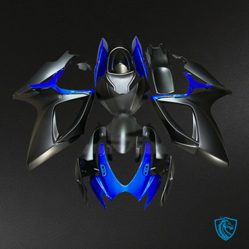 Suzuki GSXR 600-750 (2006-2007) Matte Black & Gloss Blue Fairing Kit - Aftermarket ABS Bodywork