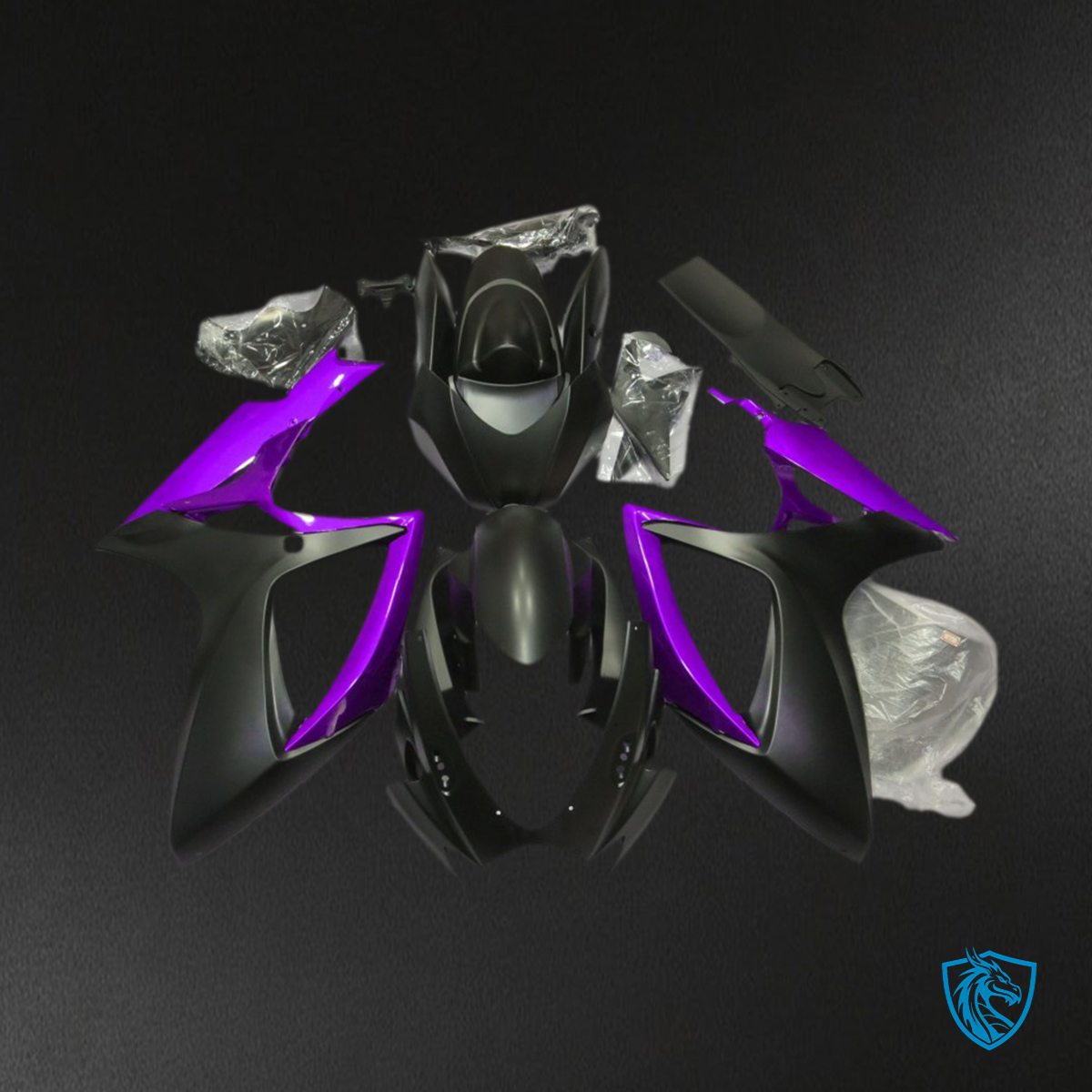 Suzuki GSXR 600-750 (2006-2007) Matte Black & Purple Motorcycle - Custom ABS Fairing Kit