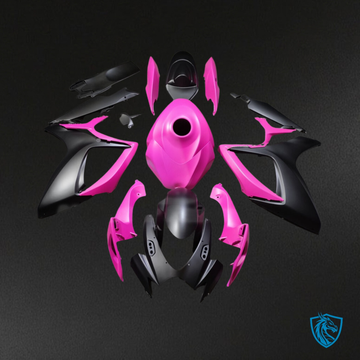 Suzuki GSXR 600-750 (2006-2007) Matte Black & Pink Fairing Kit - Aftermarket ABS Bodywork