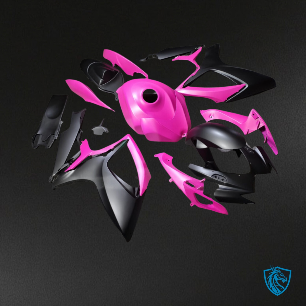 Suzuki GSXR 600-750 (2006-2007) Matte Black & Pink Fairing Kit - Aftermarket ABS Bodywork