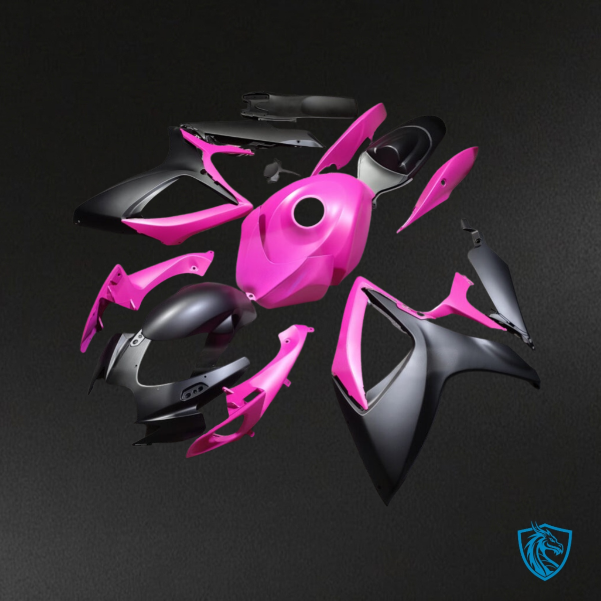 Suzuki GSXR 600-750 (2006-2007) Matte Black & Pink Fairing Kit - Aftermarket ABS Bodywork