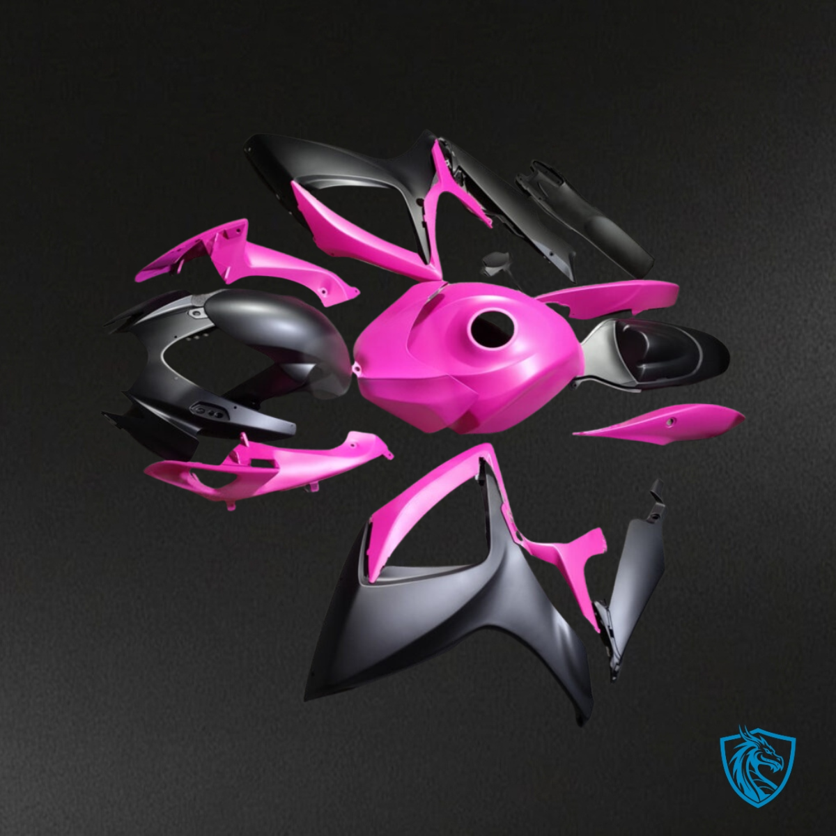 Suzuki GSXR 600-750 (2006-2007) Matte Black & Pink Fairing Kit - Aftermarket ABS Bodywork