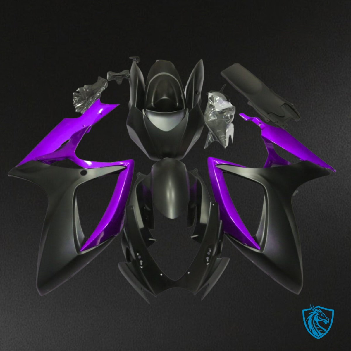 Suzuki GSXR 600-750 (2006-2007) Matte Black & Purple Fairing Kit | ABS Bodywork