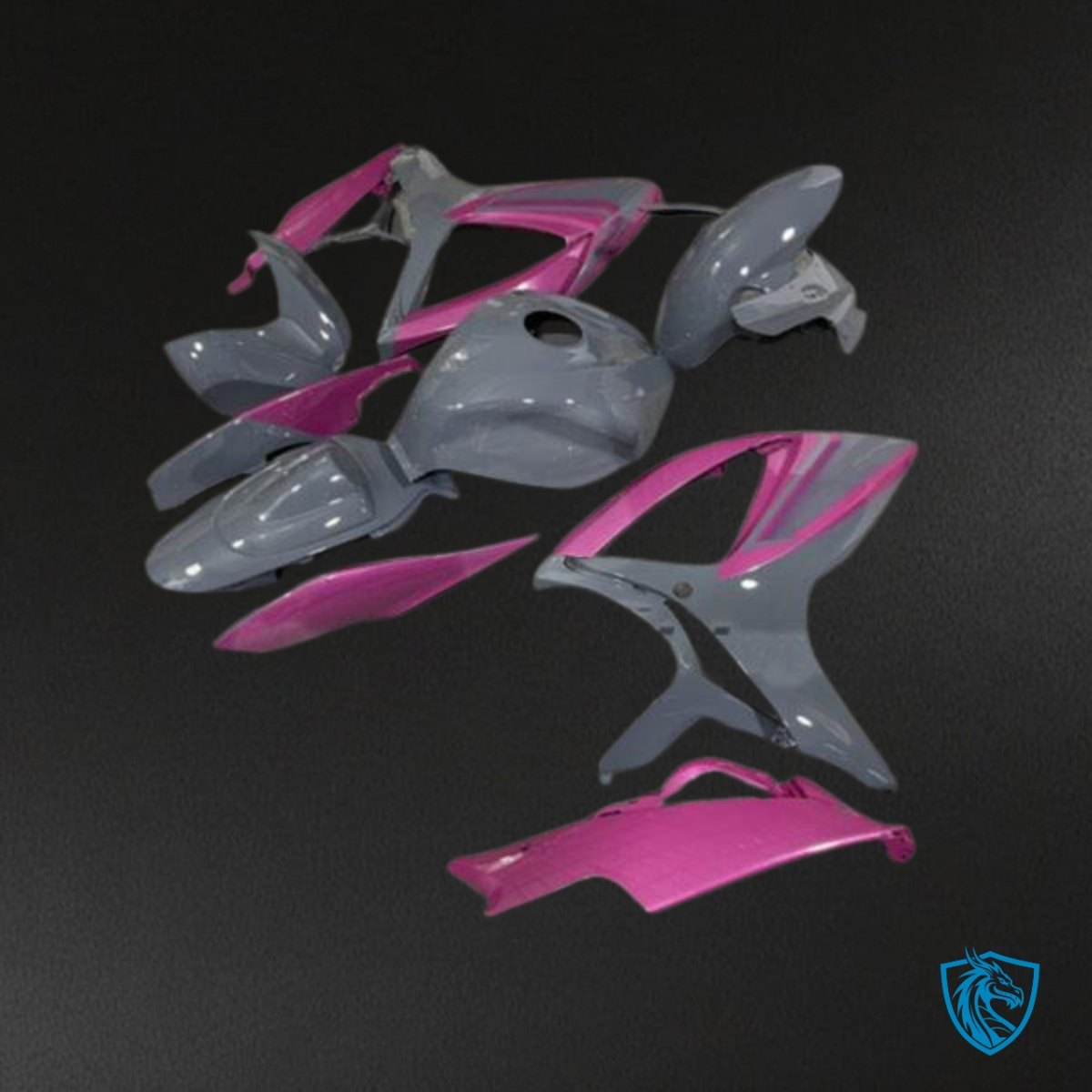 Suzuki GSXR 600-750 (2006-2007) Matte Grey & Pink Fairing Kit - Aftermarket ABS Bodywork